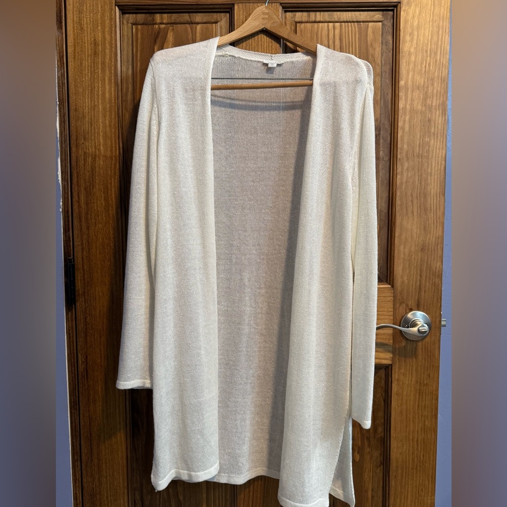 J Jill Cream Long Sleeve Knit Cardigan Size M